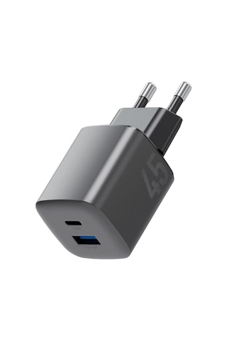 Energea Ampcharge Mini 45 1 Adet 45w Type-c Ve 30w Usb Çıkışlı Pd Pps Qc 3.0 Gan Hızlı Şarj Aleti - Siyah