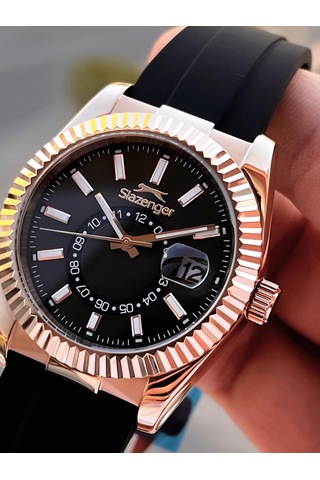 Slazenger Silikon Kordon İç Fonksiyonları Aktif 10 Atm Suya Dayanıklı Erkek Kol Saati Esl.09.2514.05 Rose Gold