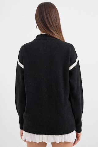 Gabria Fermuarlı Şeritli Kazak Siyah