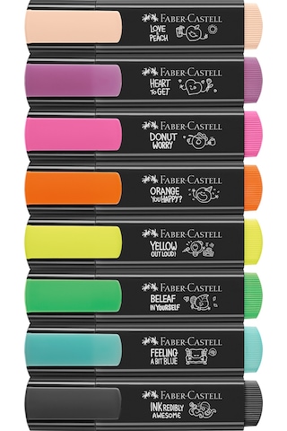 Faber-Castell Graffiti Fosforlu Kalem Seti, 8’li, Su Bazlı Mürekkep, 3 Farklı Çizgi Kalınlığı, Dayanıklı Mürekkep Çok Renkli