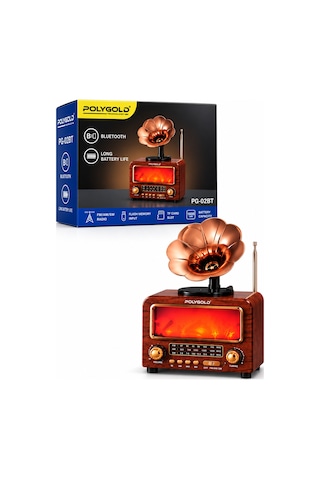 Pg-02bt Bluetooth Gramofon Nostalji Speaker Fm/am/sw Radyo Usb Tf Kart 1800 Mah
