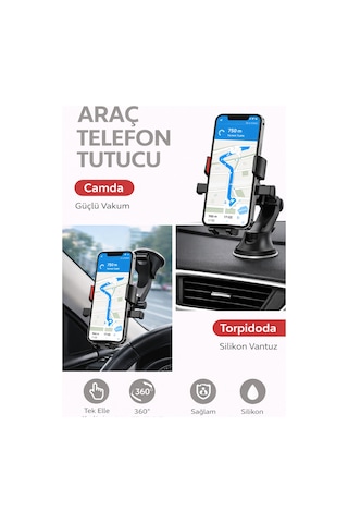 Mega Oto Market Teleskopik Araç İçi Telefon Tutucu Otomatik Kilitli Torpido Üstü Ve Gösterge Paneli Oto Telefon Standı