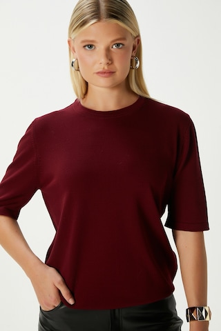 Ritnice Viscose Doku Next Premium Selection Bordo Yarım Kol Triko Kazak Bordo