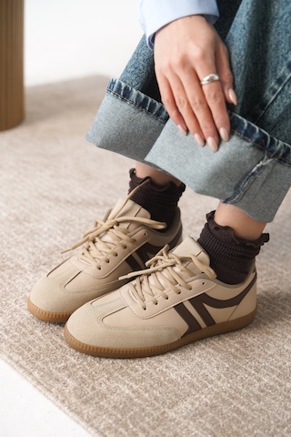 Daxtors Garantili Carina Günlük Ortopedik Kadın Sneaker Spor Ayakkabı Bej