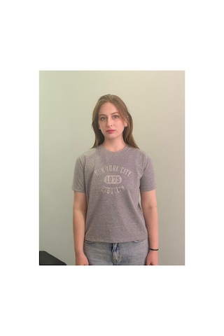 Arba T-shirt Basic Gri Hafif Sim Detaylı Gri Gri