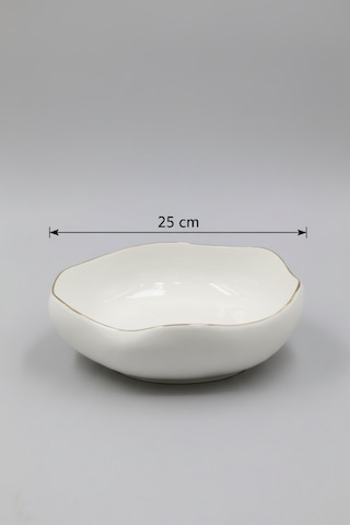 Şık 25 Cm Yaldızlı Salata Tabak 2 Kişilik Zahra Model Ev Ve Ofis İçin Dekoratif Beyaz