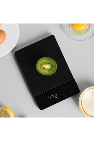Novahub Şarj Edilebilir Hassas Mutfak Terazisi - 5 Birimli Led Ekran, Tartı Fonksiyonu, 8kg Kapasite Siyah Siyah