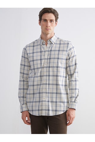 Lcwaıkıkı Classic Bej Regular Fit Uzun Kollu Ekose Erkek Gömlek
