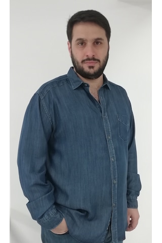 Tousus Büyük Beden Kot Erkek Gömlek Btl-3001-tss Mavi