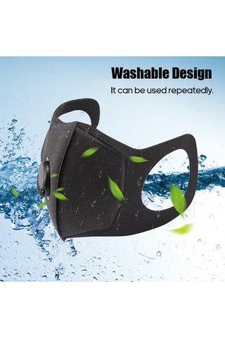 Vkemall Sponge Solunum Klapani Maskesi - Toz Piyango Kuru Havalara Koruma, Islaklastirma Ve Isinma Saglar, Siyah, Yıkama Uygun, 1 Adet