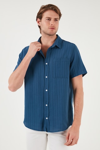 Buratti Pamuklu Regular Fit Tek Cepli Kısa Kol Erkek Gömlek Cf25S128230 Indigo