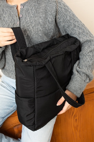 Orijinal Geniş Hacimli Su Geçirmez Puf Şişme Shopper Okul Spor İş İçin Büyük Boy Omuz Ve Kol Çantası Siyah