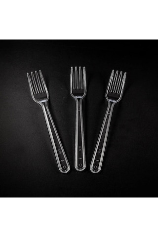 Lüx Sağlam Plastik Şeffaf Çatal 100'lü Şeffaf