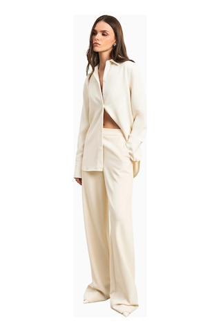 Because Of Alice Effortless Wide Leg Trousers Geniş Paça Dökümlü Kadın Pantolon Krem