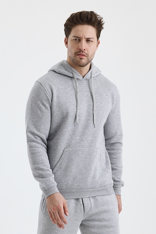 Monox Erkek Kapşonlu 3 İplik Sweatshirt Gri