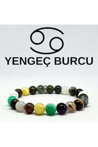 Yengeç Burcu Bilekliği 8mm Doğaltaş Bileklik - 15 Cm Çok Renkli