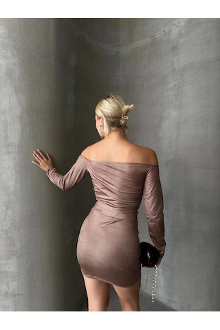 Büzgülü Etek Bluz Takım Kahve S24709 Kahve