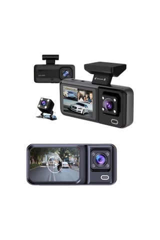 Hmngoakkllby Tam Kapsamlı Araç Güvenliği: 3 Kameralı Full Hd Kayıt Sistemi İle Ön, İç Ve Arka Görüş Akllhmng