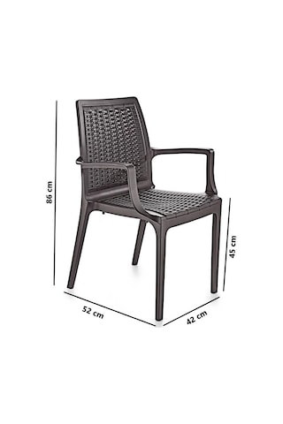 Omnipazar Sy-2524 Örgü Desenli Rattan Bahçe Koltuk Sandalye 4'lü Set Kahverengi Kahverengi