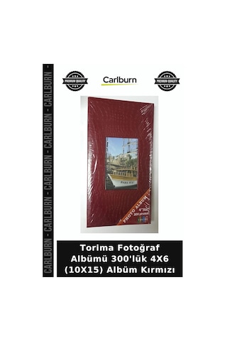 Torima Fotoğraf Albümü 300'lük 4x6 10x15 Albüm Kırmızı Resim Arşivi Kare Motifli Anı Saklama