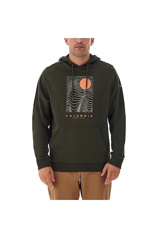 Columbia Csc Linear Drifts Erkek Kapüşonlu Sweatshirt-7524 Koyu Yeşil