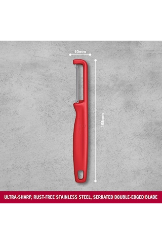Victorinox Iota Tırtıklı Kenar Çift Taraf Kırmızı Soyacak, 6.0943.1 Genel