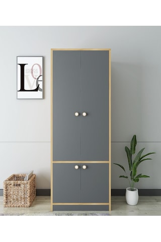 Floradesign Niva Çok Amaçlı Dolap / Kapaklı Ve 7 Raflı Dolap /meşe - Beyaz