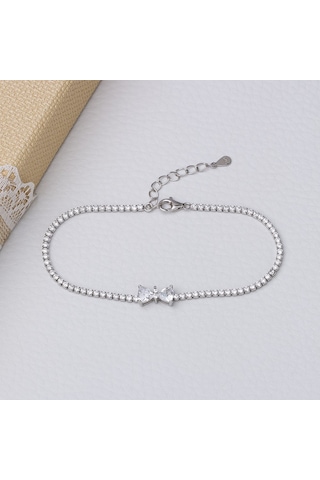 Fiyonk Model 925 Ayar Gümüş İnce Suyolu Kadın Bileklik Gümüş