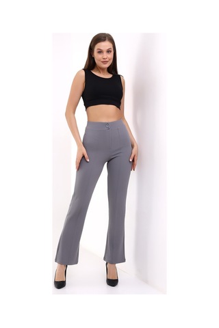 Winmoda34 Kadın Ultra Yüksek Bel Önü Dikişli Palazzo Pantolon Füme