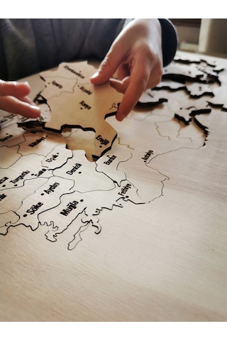 Ahşap Türkiye Haritası. Yapboz. Puzzle Kutulu - (54x100cm)