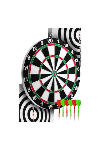 15 İnç Çift Taraflı Dart Tahtası Seti 6 Çelik Oklu Dart Hedef Tahtası Oyunu Takımı Dart Seti 517