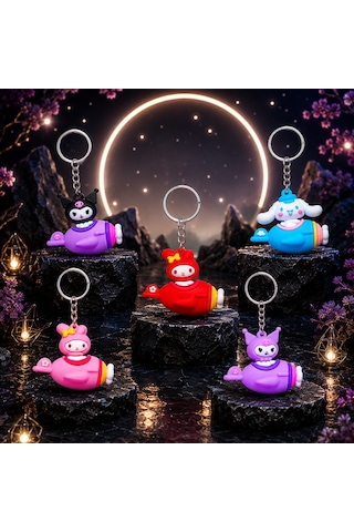 Vıp 11 Adet Uçaklı Cinnamoroll Mymelodi Kuromi Anahtarlık Okul Çantası Aksesuarı Yılbaşı Hediyesi Çok Renkli