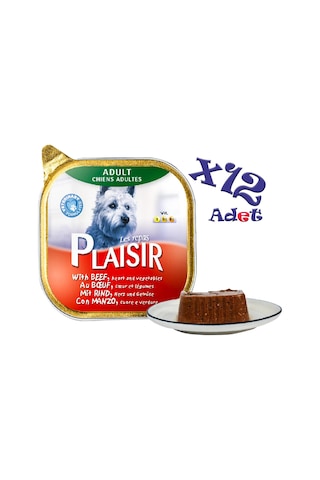 Plaisir Sığır Etli Pate Konserve Yetişkin Köpek Maması 12 x 150 G