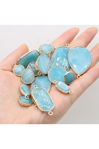 Soulader Doğal Akuamarin Kristal Taş Doğal Taşlı Takı Yapımı Dıy Kolye Küpe Aksesuarları Yuvarlak Kare Damla Şekilli Kristal Taş Boncuklar Çok REnkli