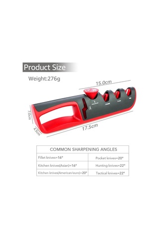 Kırmızı Kalemtıraş Açısı Ayarlanabilir 4 Seviyeli Makas Kalemtıraş Profesyonel Mutfak Bıçağı Bileyici Aracı