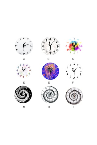 1/2 Dekorasyon İçin Zamansız Yuvarlak Müzik Klavye Duvar Saati Bale 3'lü 1 Takım Diğer