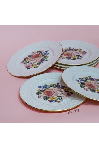Rose Deluxe Porselen 6'lı Servis Tabağı Pembe