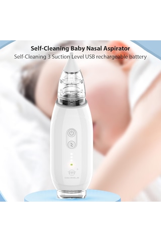 Vkemall Deaegle Bebek Elektrikli Burun Emici Dq-22plus: 3 Seviye Güç, Otomatik Temizleme, Ters Akış Engeli, Led Işık, Usb Şarjlı, 2 Silikon Uç Beyaz