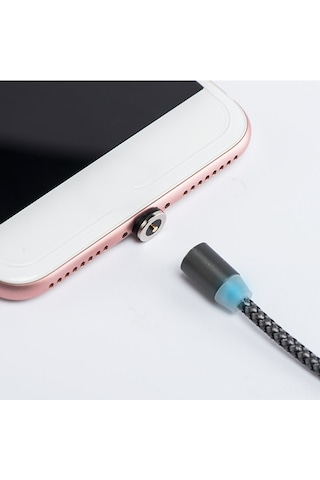 Suofeng 360 Derece Kör Çekimli Manyetik Şarj Kablosu 3'ü 1 Arada, Android/ios/type-c Uyumlu, 2 Metre Ağ Tel Altın Ipli Beyaz 2.1a