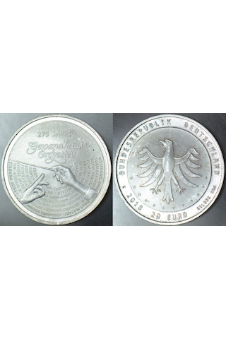 Almanya 20 Euro 2018 Gümüş Hatıra. 18 Gr. Çil.