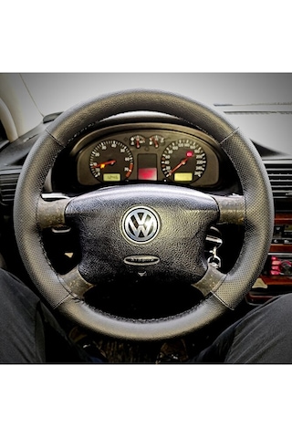 Dikişli Direksiyon Kılıfı Siyah/noktalı Deri Siyah Dikişli Volkswagen Passat İçin Renkli