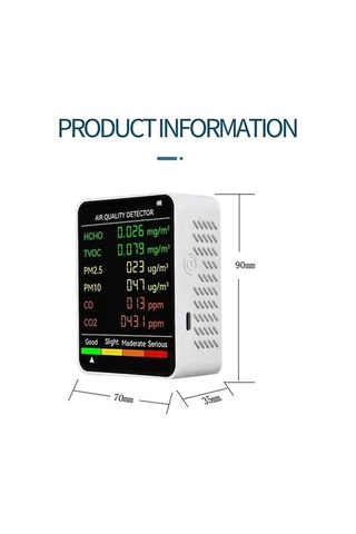Tongxida Pm2.5/pm10 Hava Kalitesi Dedektörü İç Mekan Hava Kalitesi Monitörü Siyah