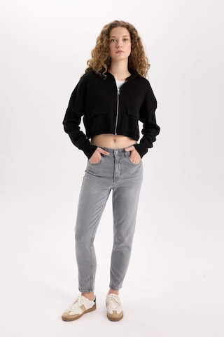 DeFacto Regular Fit Kapüşonlu Basic Düz Fermuarlı Triko Hırka E2270AXNSBK81 Siyah