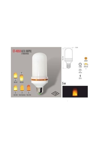 Cata Ct-4059 5w Alev Led Ampul Amber Renk 5w