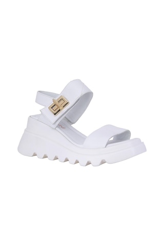 Albishoes Albini 2610401 Hakiki Deri Dolgu Topuk Kadın Sandalet Beyaz