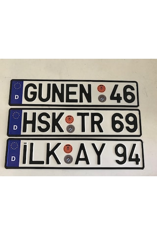 Alman Plaka, Dekor Plaka, Sarı Plaka, Süs Plakası, Yabancı Plaka