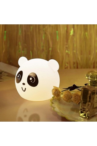 Opulentliving Çok Renkli Kawaii Çocuk Gece Lambası, Panda Tap, Od Dekoru, Hediye Çok Renkli