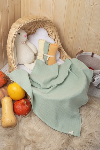 Yeşil Sarı Turuncu Renkli Pamuk 3lü Çok Amaçlı Çok Renkli