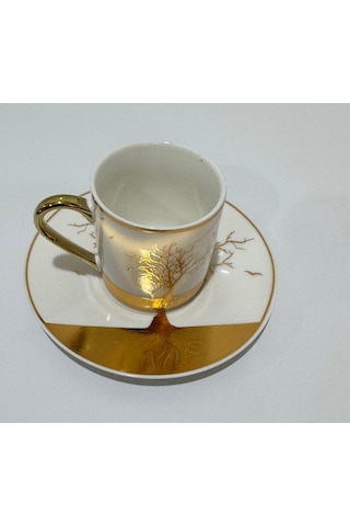 Cooker Porselen 6 Lı Kahve Fincan Seti Beyaz-gold