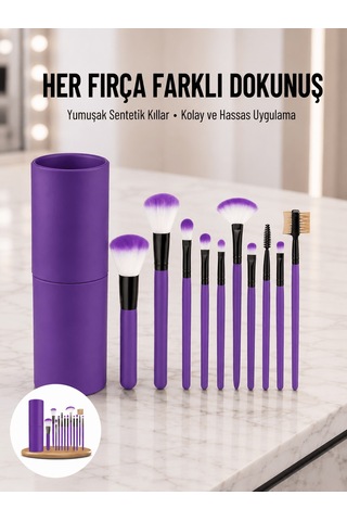 12 Parça Profesyonel Makyaj Fırçası Far Fırçası Allık Fırçası Yumuşak Kıllı 46090023